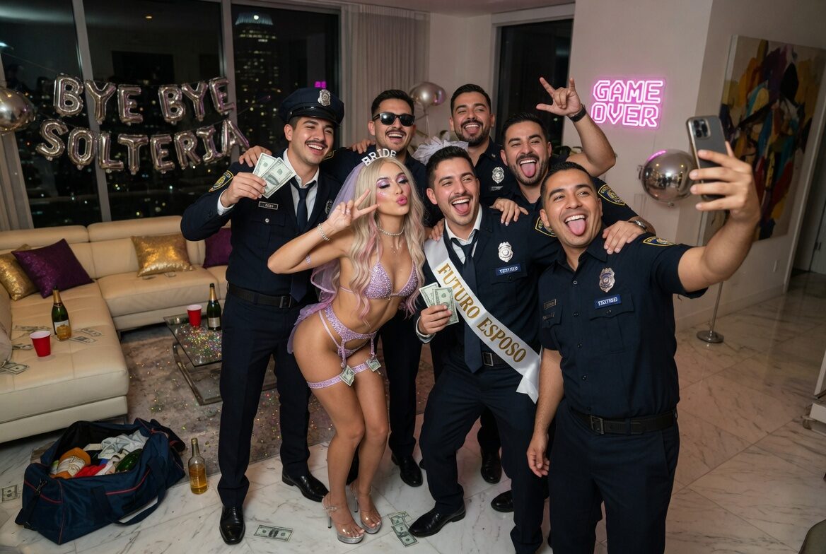 Show stripper temática policía con la novia